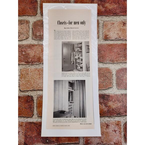 1950 Closets for Men Only Vtg Print Article by John‎ Mack Carter - Double Sided - Picture 1 of 11